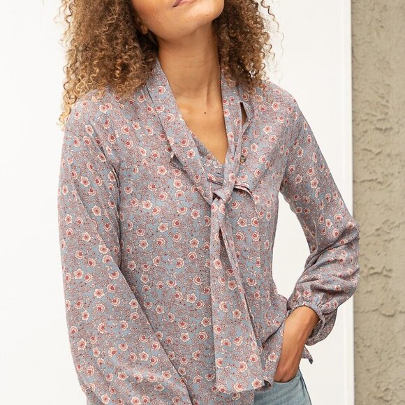 MYSTREE PRINTED BLOUSE WITH TIE NECK - Picture 5 of 6